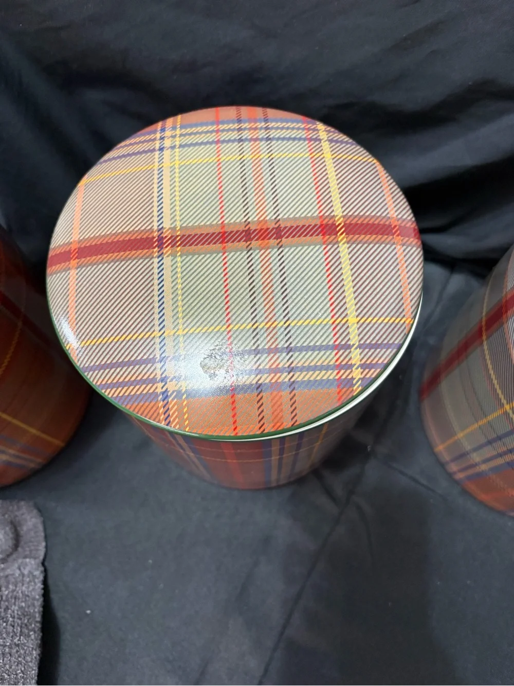 Pottery Barn Woodrow Plaid Ceramic Storage Canister
